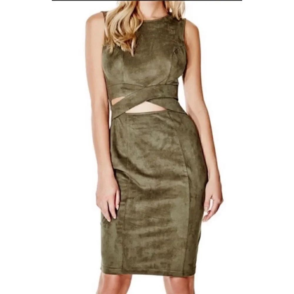 Guess Jelena Faux Suede Cutout Dress XXS